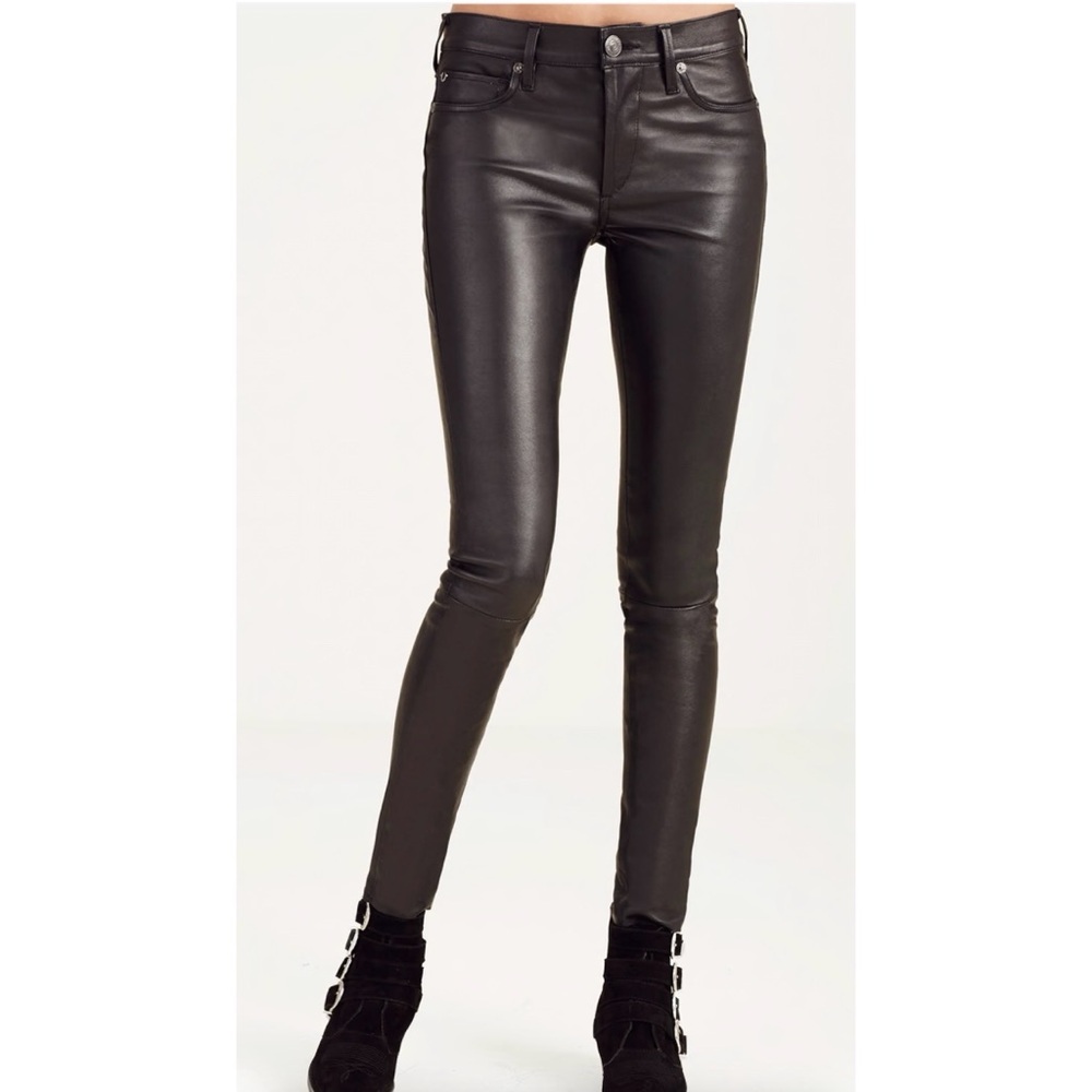 True Religion LEATHER HALLE SUPER SKINNY WOMENS PANT 27
